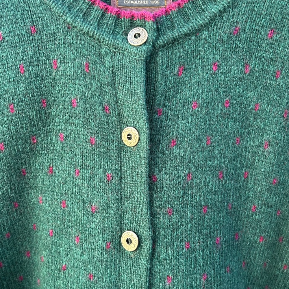 Vintage Woolrich Mallard Cardigan Sweater Womens M Green Wool Hong Kong - Picture 6 of 12